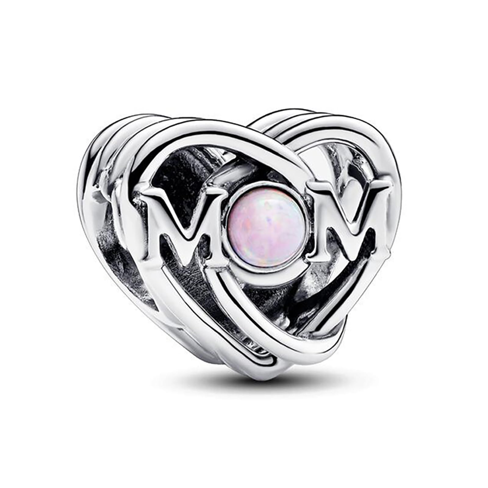 MGIUL Pink Gem Mom Heart Charm for Women Bracelets