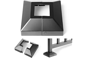 Hulave Split Post Base Cover - Fits 1.5"x1.5" Post/4"x4" Base for Indoor/Outdoor Iron Railing, Fence, Stair Decorative Skirt (1Pack-Black)