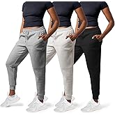 Common Stitch 3 Pack Sweatpants Women - Womens Sweatpants with Pockets, Fleece Womens Joggers, Yoga Pants (Available in Plus)