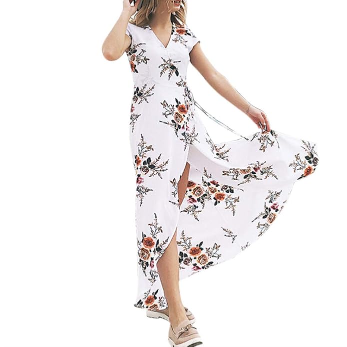 Yvelands Sommerkleider Damen Maxi Kleid Off Shoulder Abendkleid Strandkleid Party Schulter Kleider Schulterfrei Strand Spiela