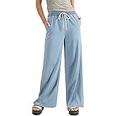 Sidefeel Women's Wide Leg Baggy Jeans High Waisted Elastic Waist Loose Fit Drawstring Long Denim Pants