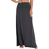 EXCHIC Women's Boho Flod Over Long Maxi Skirt Elastic High Waisted Long Skirts for Women