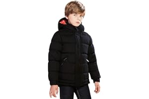 SOLOCOTE Boys Winter Coat Lightweight Thicked Winter Jacket Warm Soft Puffy Cotton Outwear with Hood