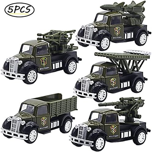 MinYn Military Truck Army Vehicle Toy Set 1:55 Mini Die-Cast Metal Assorted Special Forces Military Vehicle Pullback Car Model Gift for Boys Kids (5 pieces)