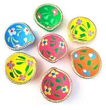 Diya Set of 21 pcs. Traditional Handmade Earthen Clay Deepak/Terracotta Decorative Dipawali/Diwali Diya/Oil Lamps for Pooja/Puja to Brighten Your Home This Diwali (randomaly Diya)