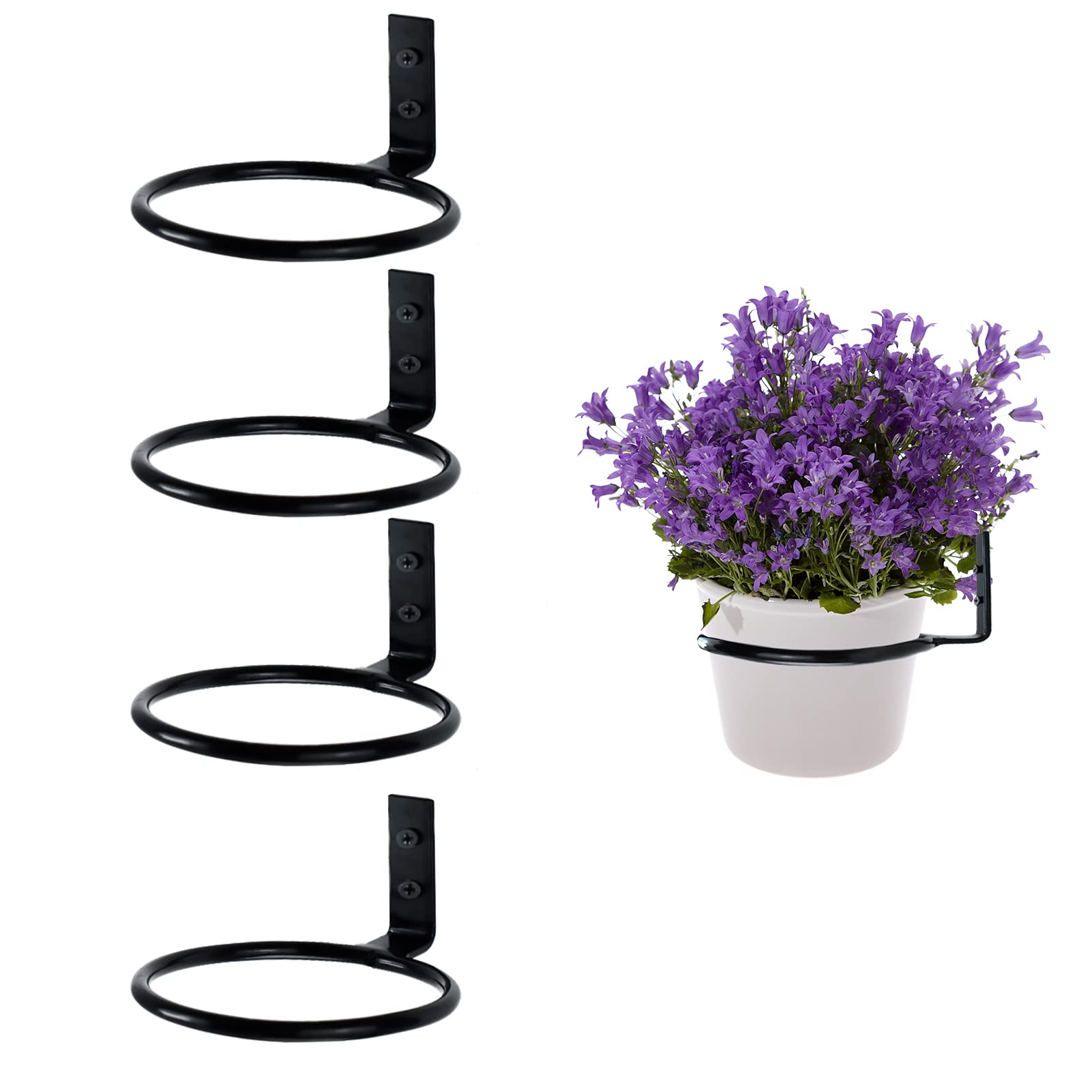 Photo 1 of **2/4 only***
Wtiujhg 4 inch Flower Pot Holder Ring Wall Mounted Set of 4 Heavy Duty Metal Wall Plant Holder Plant Hanging Bracket Hanger for Outdoor/Indoor