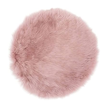 FineHome Fellimitat Stuhlkissen Dekofell Stuhlauflage Fellläufer Sitzkissen Polster Stuhl Kissen Rosé Ø 40cm
