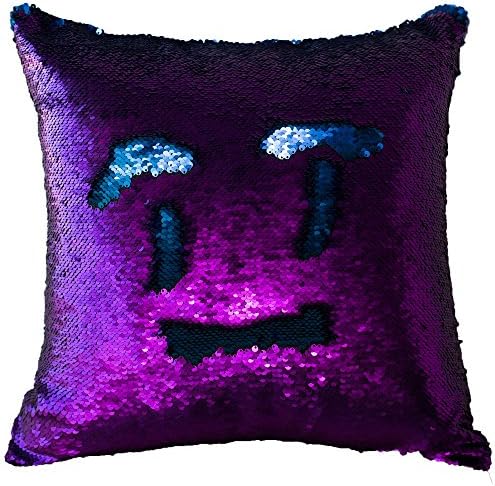 Ibestuff Two-color Reversible Sequins Mermaid Pillow Cases 40 by 40cm Sparkle Glitter Cushion Magic Swipe Stylish (Royalblue and Purple)