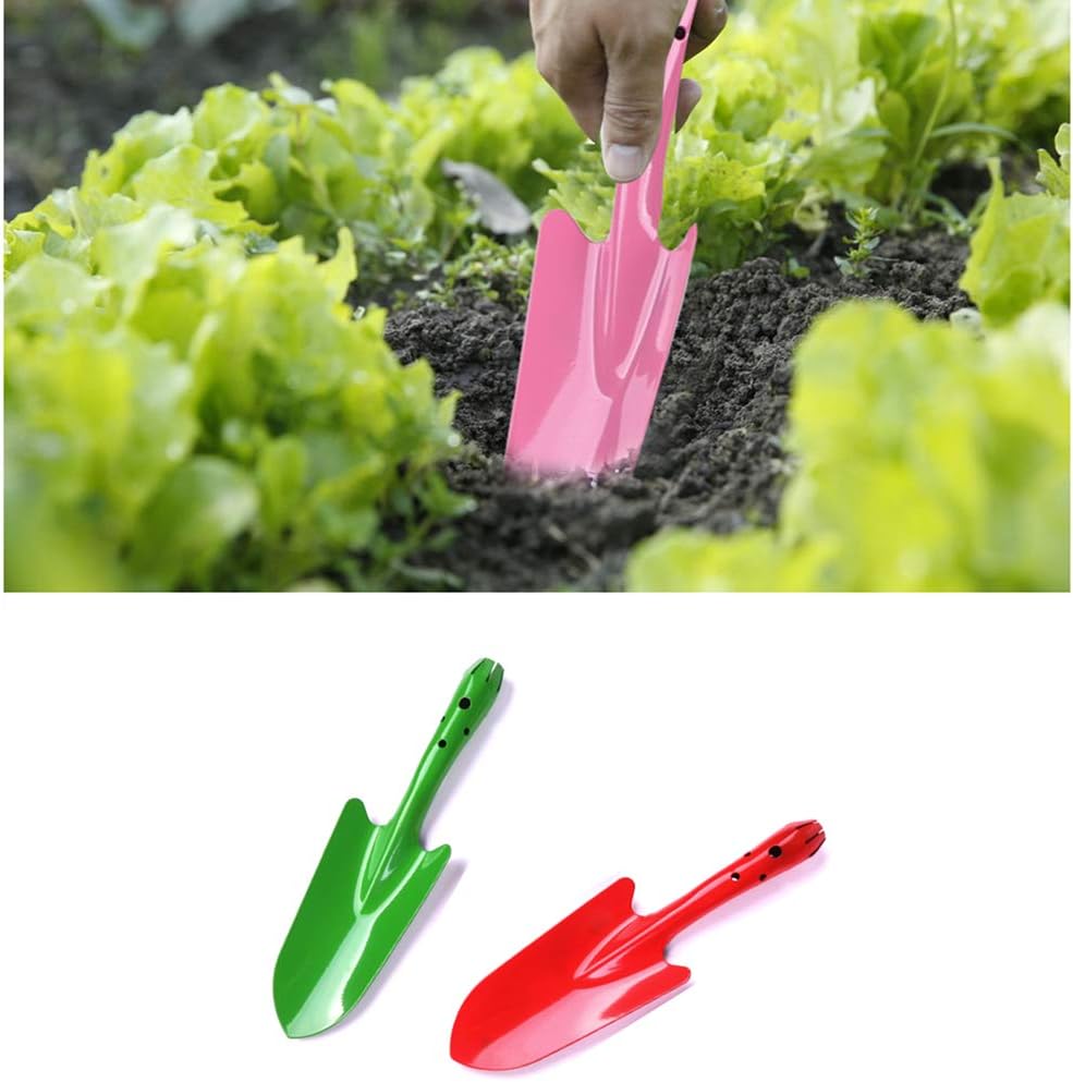 Ymeibe Kids Garden Hand Shovel Metal Small Lovely Gardening Shovel Set with Powder Coating Household Digging Lawn Trowel Shovel for Indoor Outdoor Use (Red/Green) : Garden & Outdoor