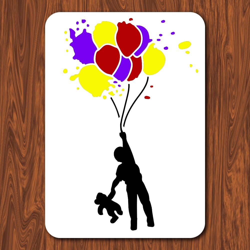 INFUNLY 29.7x21cm/11.6X8.2Inch Banksy The Person Holding The Balloon Painting Stencil Reusable Banksy Street Draffiti Stencil Banksy Style Pattern Art Stencil for Painting on Wall Tile Canvas Paper