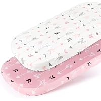 Stretch-Fitted-Bassinet-Sheet-Set-Brolex 2 Pack Cradle Sheets for Bassinet Pad/Mattress,Unisex Boys Girls,Ultra Soft,Pink Arrow