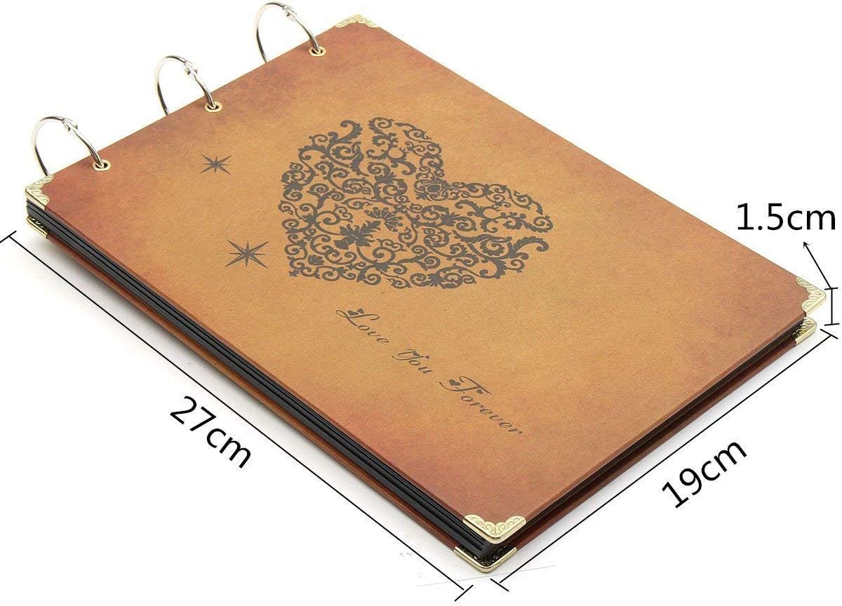 ThxMadam Scrapbook Photo Album 3 Ring Binder Wedding Guest Book DIY Memories Book with 60 Black Pages Present for Valentines Mothers Birthday Christmas Anniversary Day Gift for Wife Girl-friend - Image 3