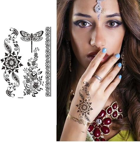 HENNA HAND WATERPROOF BLACK TEMPORARY HENNA TATOO STICKERS YHB-030