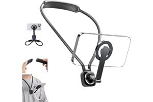 HIYJEN Magnetic Neck Mount for Phones, Neck Phone Holder for Recording, POV/Vlog Cell Phone Holder Around Neck, Hands Free Phone Holder for Neck Tripod Selfie Filming Video for iPhone 16 15 14 13 12