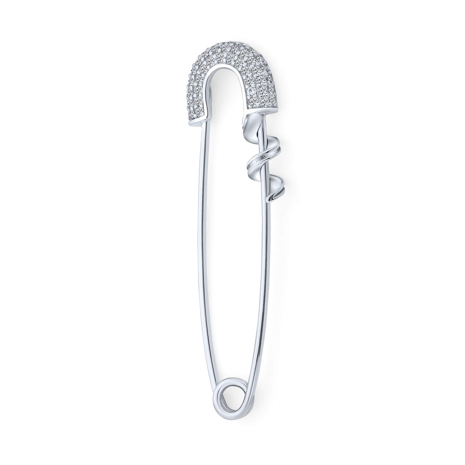Safety Pin Symbol Of Support For displaced people Cubic Zirconia Accent Sterling Silver Add Charms 1.2 Inch