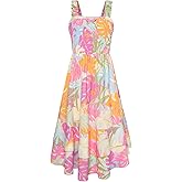 GRACE KARIN Girls Floral Maxi Dress Square Neck Wide Straps Smocked Summer Spring Flowy Dress 5-14Y