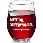 Futtumy Boss Lady Gifts for Women, Boss Mentor Superwoman Wine Glass, Funny Office Gifts for Women Female Bosses Coworkers, Best Boss's Day Gift, Birthday, Retirement, Appreciation, Christmas, 17 Oz