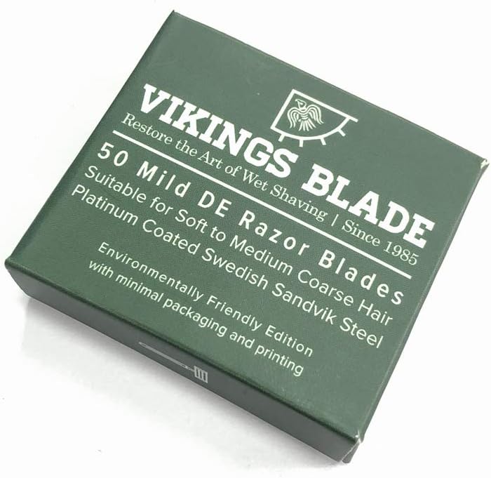 VIKINGS BLADE Swedish Steel Replacement Razor Blades, 50 Pack (9 to 12 months supply), Mild & Safe