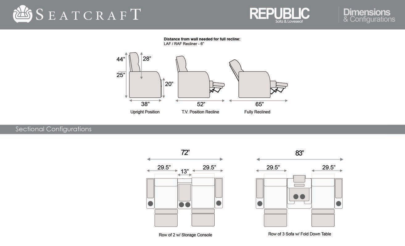 Seatcraft Republic Leather Home Theater Seating Power Recline (Row of