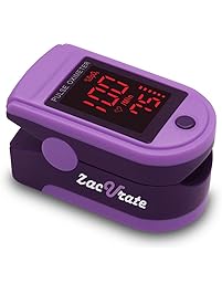 Zacurate Pro Series 500DL Fingertip Pulse Oximeter Blood Oxygen Saturation Monitor with silicon cover, batteries and lanyard (Royal Purple)