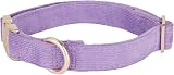 YUDOTE Ultra-soft Dog Collar Natural Cotton Corduroy Lilac Medium Dog view 4