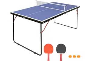 Dithoko Table Tennis Table, 4.5 Ft / 6 Ft Foldable & Portable Ping Pong Table Set with 2 Table Tennis Paddles, 3 Balls and Net for Indoor Outdoor Game
