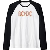 Official AC/DC Distressed Red Logo Band Vintage Roll Raglan Baseball Tee