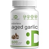 Odorless Aged Garlic, 500 Softgels &ndash; Enhanced with MCT Oil - Fresh Allium Sativum Bulb Source &ndash; 2-Years Aged Garlic Extract &ndash; Non-GMO, cGMP Manufactured