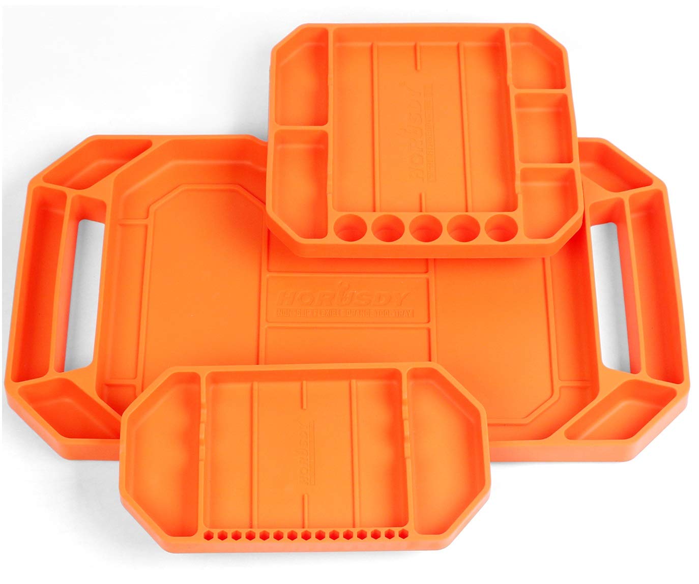 Photo 1 of HORUSDY 3-Piece Magnetic Parts Tray Set, Large Non-Slip Flexible Tool Tray | Tool Organizer Holder for Storage Organizer Screw, Bolts, Washers, Nuts and Small Tools | Tool Storage Gift for Men
