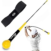 Golf Swing Training Aid Warm-Up Stick, Tempo Speed Trainer 40" 45" with Arm Band Correction for Strength Grip Flexibility Ind
