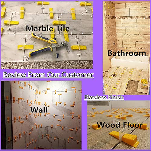 Tile Leveling System DIY Tiles Leveler Spacers 1/8 Inch - 300-Piece Leveling Spacer Clips Plus 100-Piece Reusable Wedges With Portable Box (1/8inch, 300CLIP+100WEDGE)