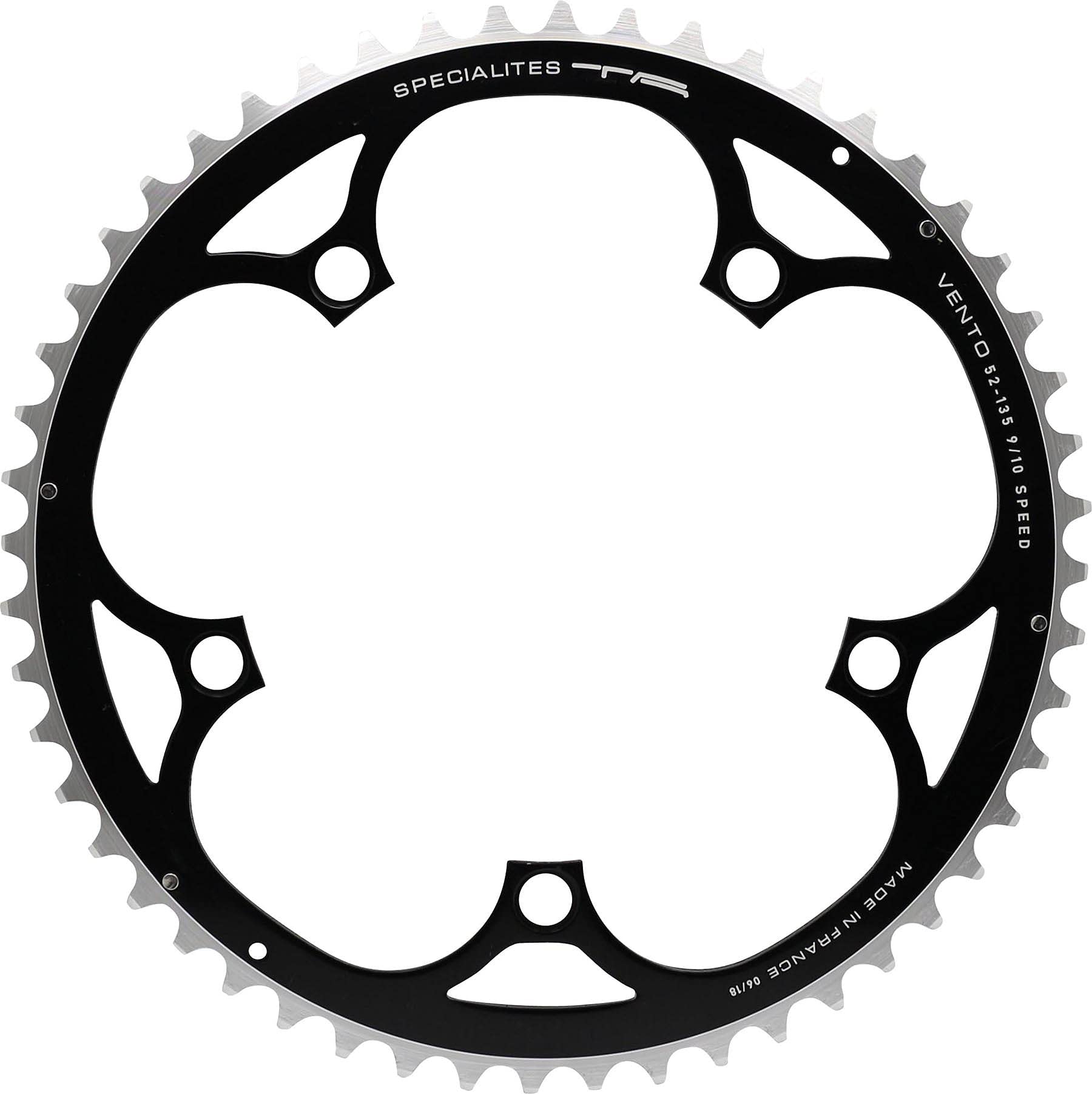 Spécialités TA Vento 135pcd Campagnolo 9/10 Speed Chainring, Black, 52T Outer