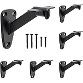 HOME MASTER HARDWARE Handrail Bracket for Stairs,Matte Black, 6 Pack | Heavy Duty 80 lbs Safe Load Capacity, Wall Mount Design, Handrail Brackets for Indoor Stair, Anti-Rust, Zinc Alloy Material