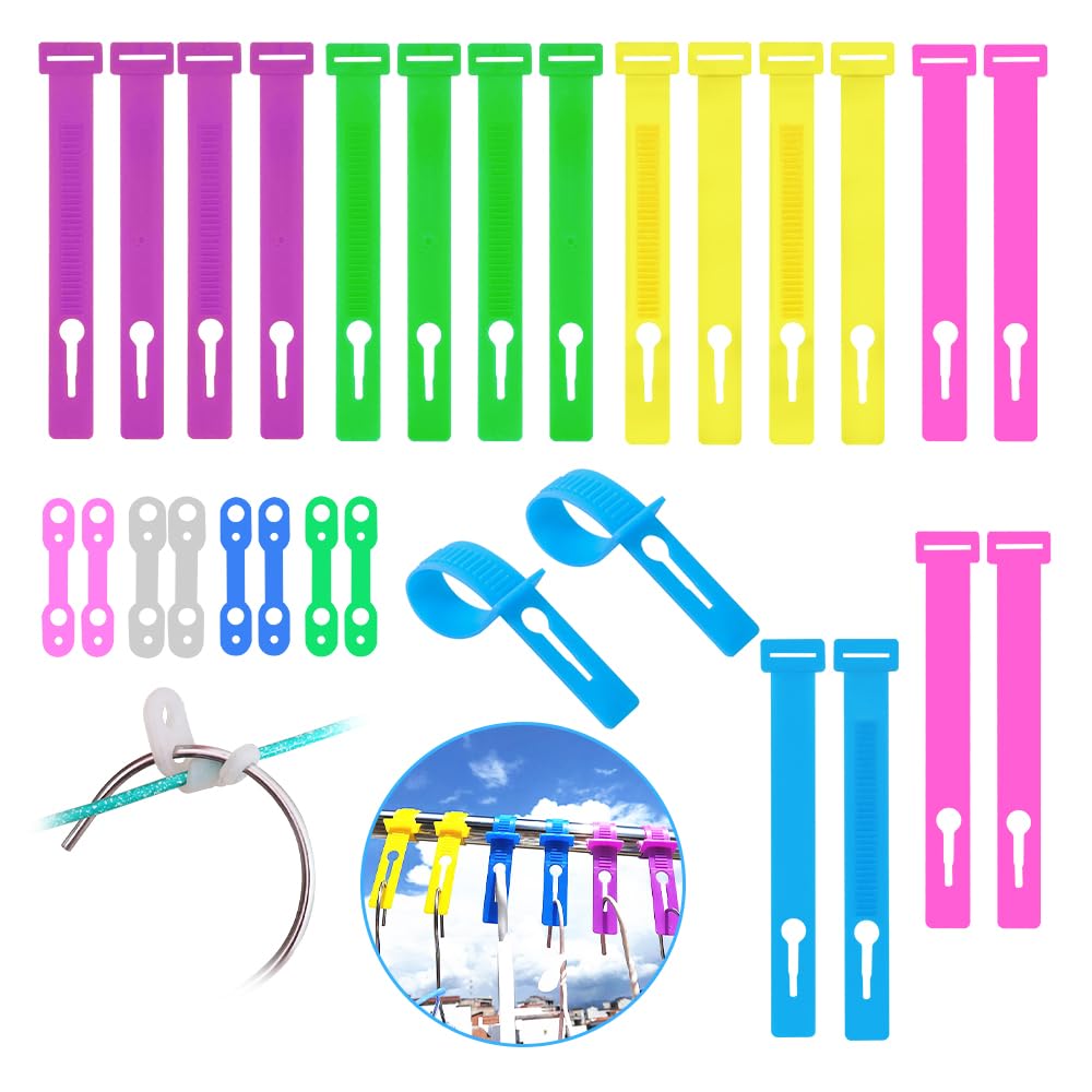 HLIWS Laundry Pegs-20 pcs Washing Line Non Slip Pegs(5 colors),8 pcs Silicone Clothes Hanger Fixed Hook(4 colors),Stops hangers from blowing away