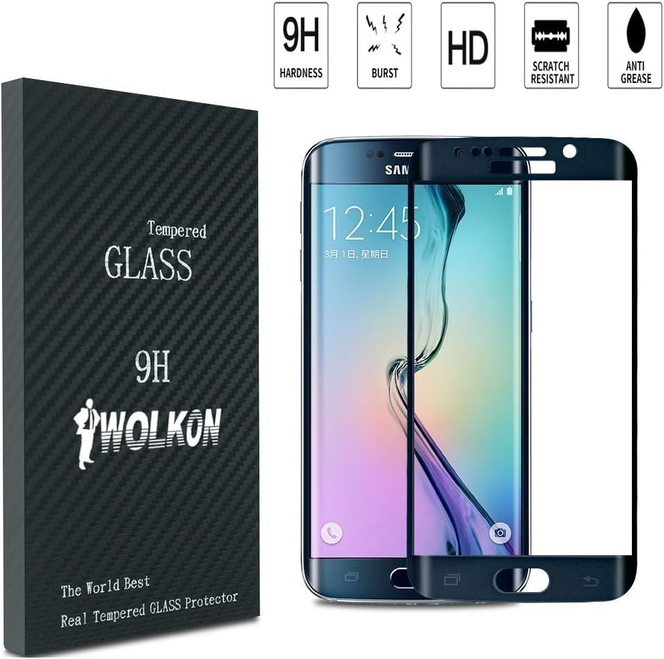 iwolkon 0.2mm Tempered Glass Screen Protector Film for Samsung Galaxy S6 Edge - Black