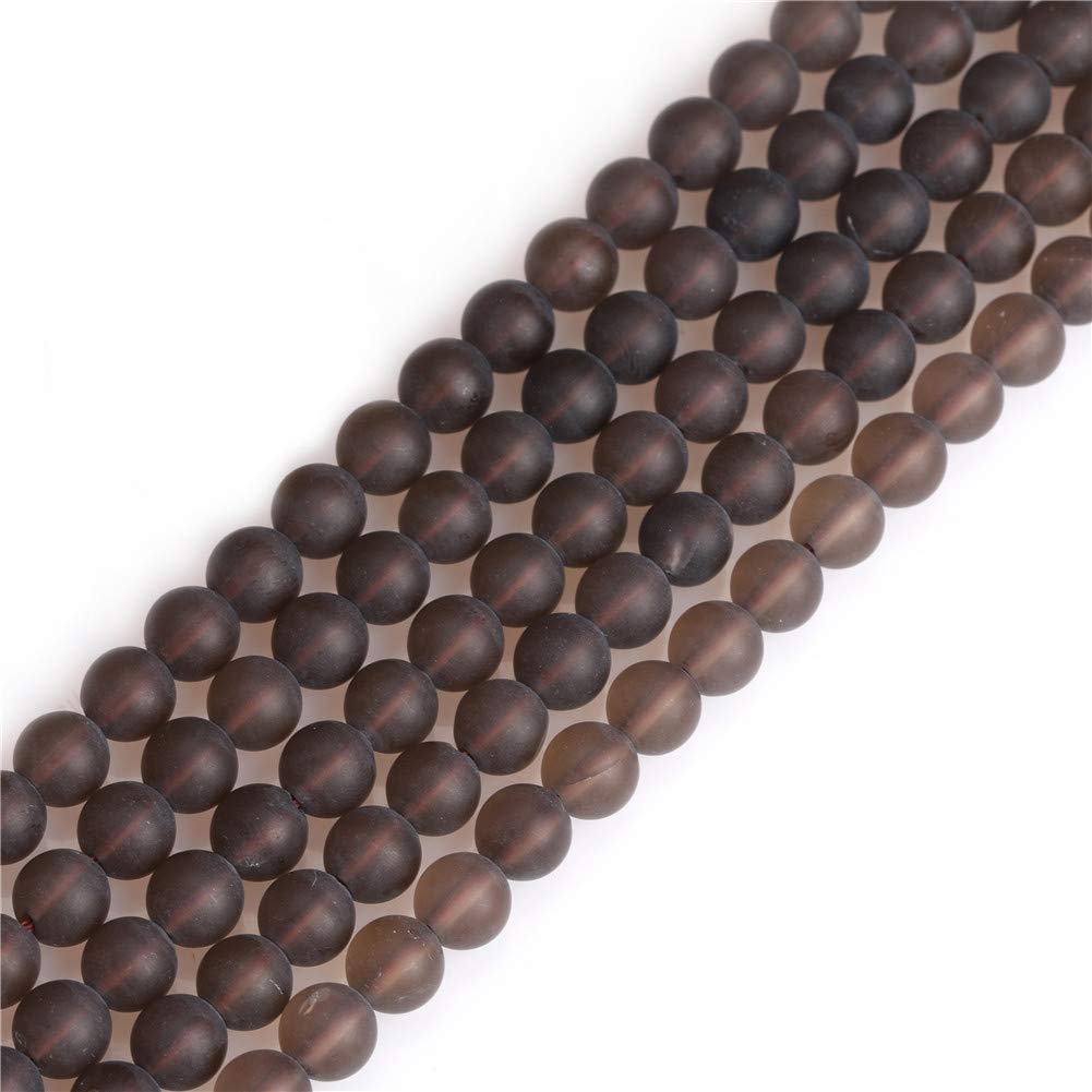 SHGbeads 6mm Frost Matte Brown Smoky Quartz Crystal Semi Precious Gemstone Round Loose Beads for Jewellery Making DIY Handmade Craft Supplies 15"