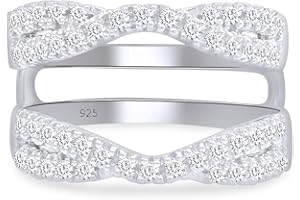AFFY 1.00 Ct. Double Infinity Wedding Ring Guard Enhancer In 14k Gold Plated 925 Sterling Silver with Cubic Zirconia Gifts For Her