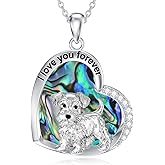 MEIDERBO Heart Dog Necklace 925 Sterling Silver Schnauzer Dachshund Chihuahua Pug French Bulldog Pendant Necklace Dog Jewelry Gifts for Women Dog Lovers