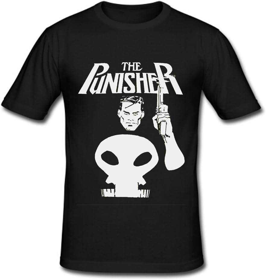 JIUDUIDODO Custom Crew Neck Punisher Skull Men's Slim fit Cotton T-Shirt