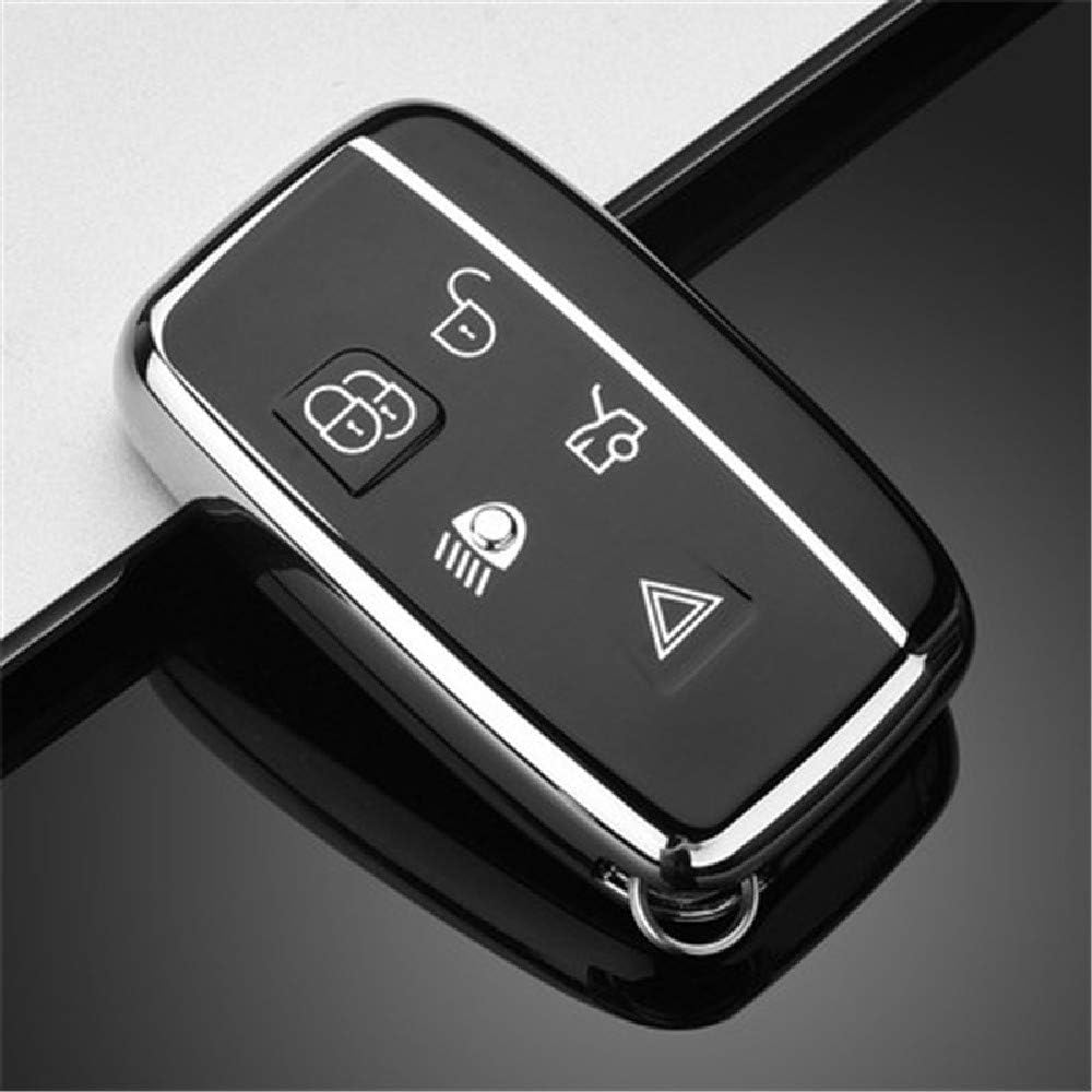 Atonix Metallic Glossy TPU 360 Protection Smart Keyless Go Remote Entry Case Fit for 5-Buttons Range Rover Evoque Velar Discovery LR4 Land Rover Sport | Jaguar XF XJ XE F-PACE F-Type (Silver)