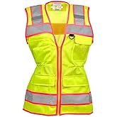 J. J. Keller & Associates, Inc. Women's High Visibility Safety Vest with Pink Trim, Type R Class 2, SAFEGEAR