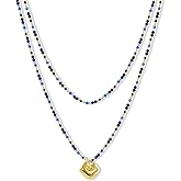 KissYan Long Necklaces for Women, 14K Gold Plated Beaded Gemstone Turquoise Boho Layered Choker, Natural Stone Handmade Sweater Fashion Jewelry Gifts