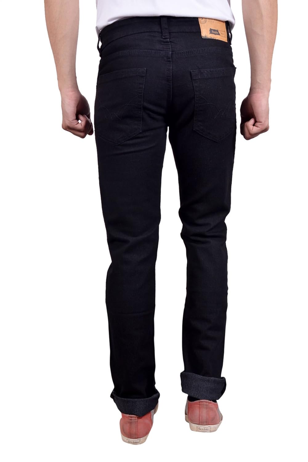 studio nexx men's black regular fit jeans