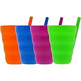 Arrow Home Products Sip-A-Cup with Built-In Straw, 10oz, 4pk - Great for Everyday Use - BPA Free, Made in the USA, Stackable - Purple, Blue, Green, Orange