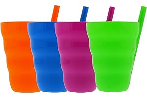 Arrow Home Products Sip-A-Cup with Built-In Straw, 10oz, 4pk - Great for Everyday Use - BPA Free, Made in the USA, Stackable - Purple, Blue, Green, Orange
