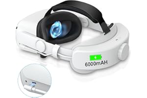 VZNEK Head Strap Compatible with Oculus Quest 2,Meta Quest 2 Accessories Adjustable Elite Strap Replacement for Enhanced Comfort Support and Gaming Immersion in VR (6,000mAh Battery)