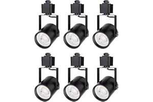 mirrea Bulb Replaceable LED Track Lighting Heads for Black H Type Rail Cylinder Ceiling Spotlight with 8W GU10 Bulb 90 CRI 3000K Warm White 38° Beam Angle Pack of 6