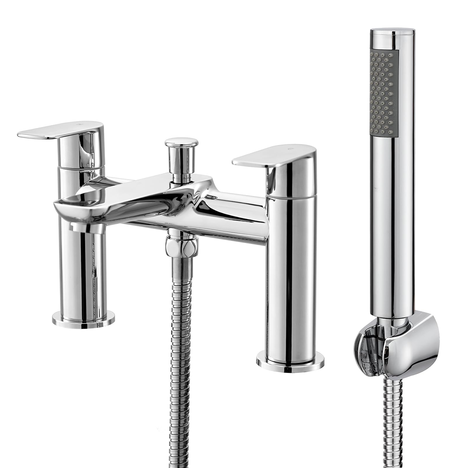 Bathroom Taps with Shower, BATHWEST Bathroom Sink Taps with Shower Attachment, Chromed Brass Bath Mixer Taps with Shower Head 921