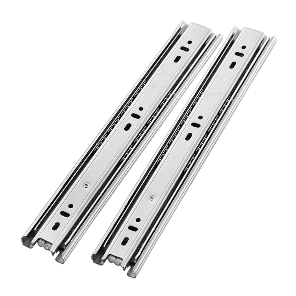 Fully Extended Ball Bearing Drawer Slides, Three-section Drawer Track Side Mounted With Cushioning Pads And Anti-detachment Snap 100 LB Drawer Runner Slide