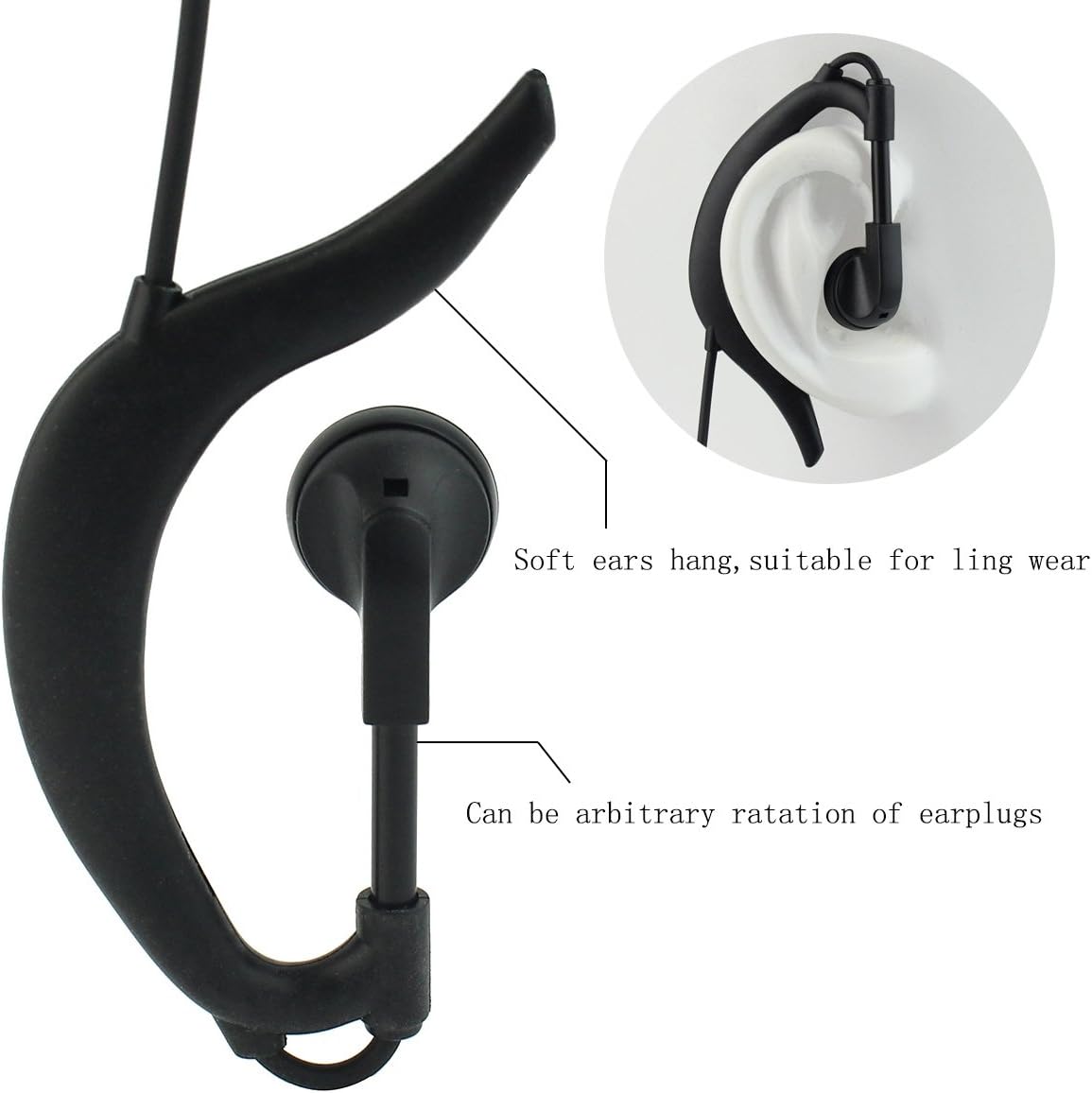 Retevis R111 Walkie Talkie Earpiece, 2 Pin G Type Radio Headset, Adjustable Volume - Image 4